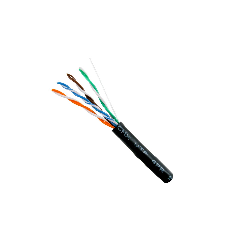 Black 500ft. CAT5E 24 AWG Copper Direct Burial Outdoor Gel Filled Bulk Cable 
