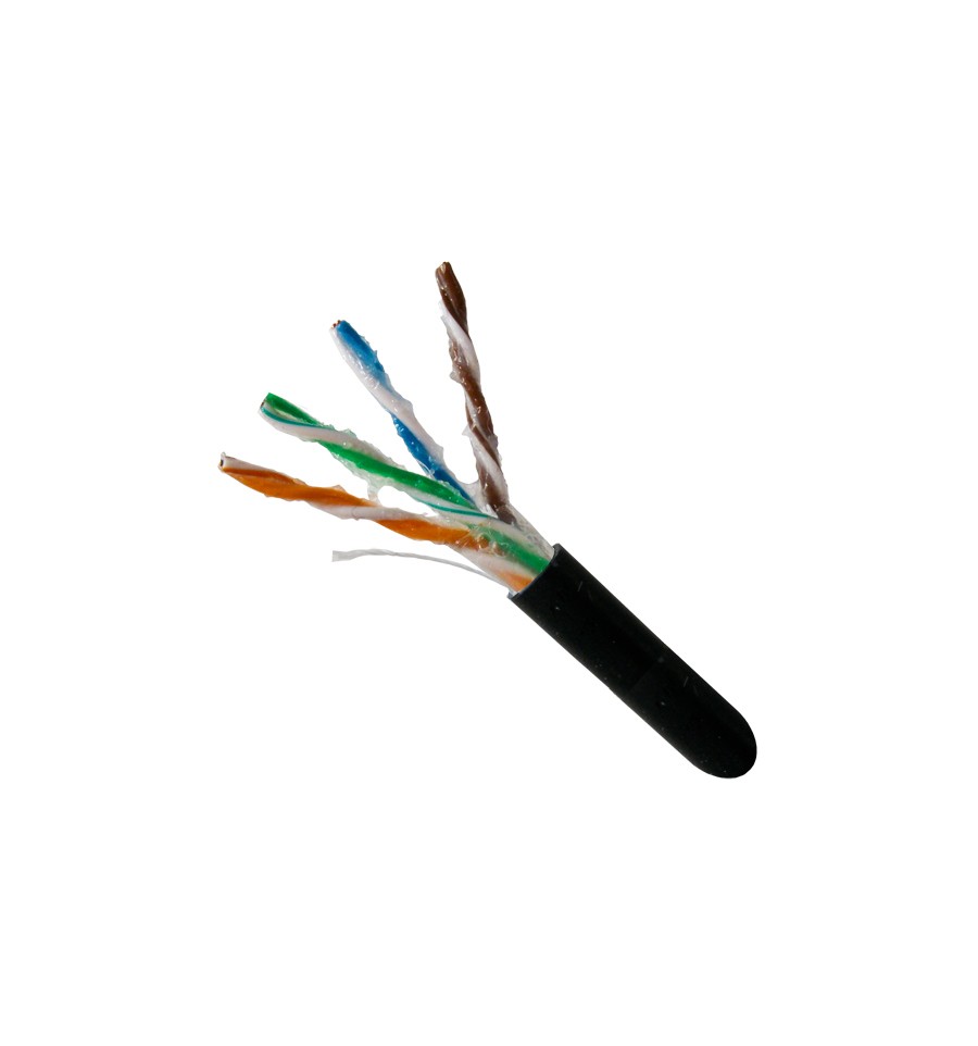 Black 500ft. CAT5E 24 AWG Copper Direct Burial Outdoor Gel Filled Bulk Cable 