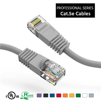 25Ft Cat5e Ethernet Copper Cable Grey