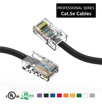 5Ft Cat5e Ethernet Non-booted Cable Black