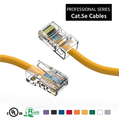 250Ft Cat5e Ethernet Non-booted Cable Yellow