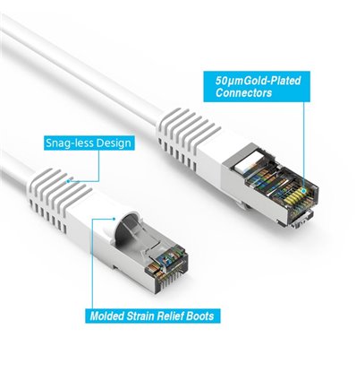 1Ft Cat5e Ethernet Shielded Cable White