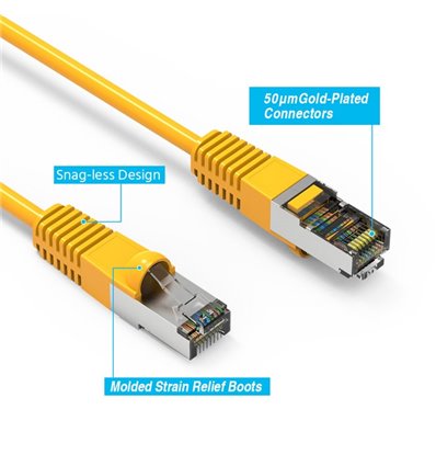 3Ft Cat5e Ethernet Shielded Cable Yellow