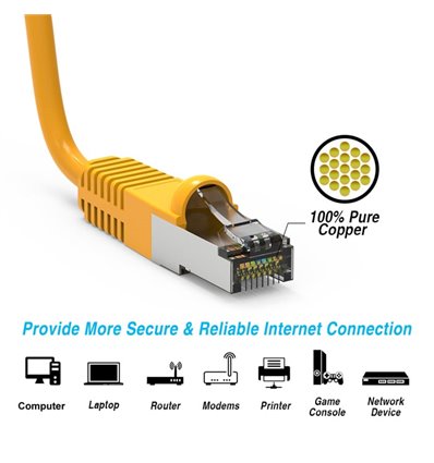 3Ft Cat5e Ethernet Shielded Cable Yellow