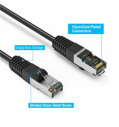 7Ft Cat5e Ethernet Shielded Cable Black