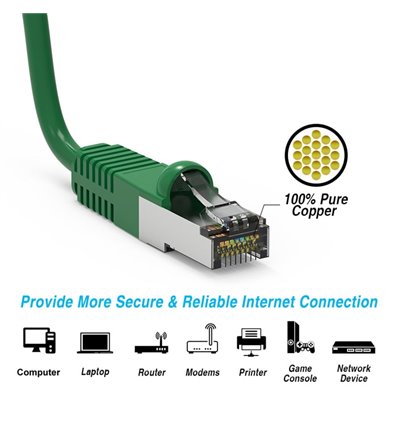 10Ft Cat5e Ethernet Shielded Cable Green