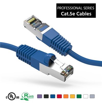 25Ft Cat5e Ethernet Shielded Cable Blue