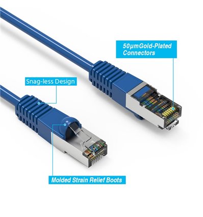 25Ft Cat5e Ethernet Shielded Cable Blue