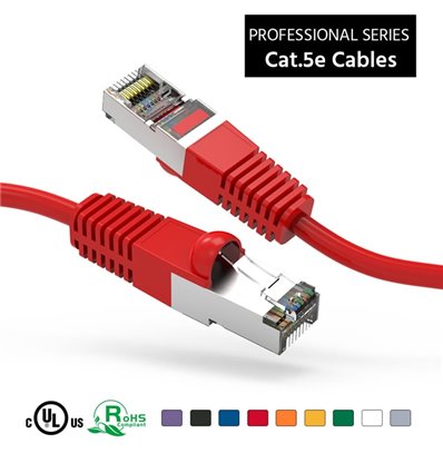 25Ft Cat5e Ethernet Shielded Cable Red