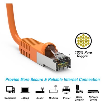 150Ft Cat5e Ethernet Shielded Cable Orange