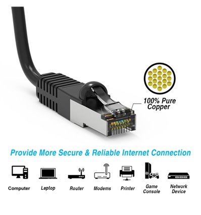 200Ft Cat5e Ethernet Shielded Cable Black