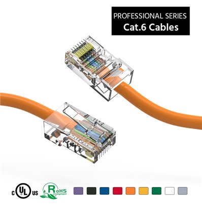 25Ft Cat6 Ethernet Non-booted Cable Orange