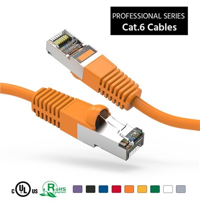 7Ft Cat6 Ethernet Shielded Cable Orange