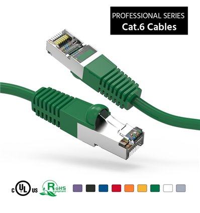 10Ft Cat6 Ethernet Shielded Cable Green