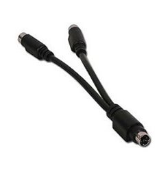 0.5Ft PS/2 Splitter Mini DIN6-M to 2xF 