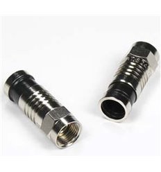 F Male Dual Shield RG59 Compression Connector Black 2