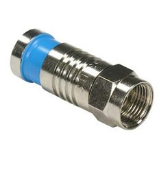 F Male Quad Shield RG59 Compression Connector Blue