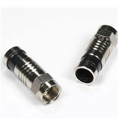 F Male Dual Shield RG6 Compression Connector Black