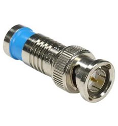 BNC Male Quad Shield RG6 Compression Connector Blue