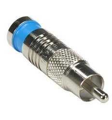 RCA Male Quad Shield RG6 Compression Connector Blue
