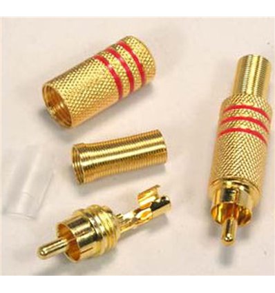RCA Plug Metal Gold Plated w/Spring Red