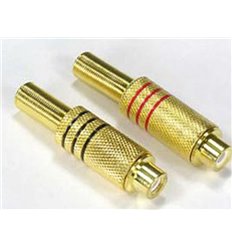 RCA Jack Metal Gold Plated w/Spring Red/Black Pair