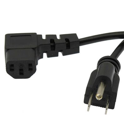 5-15P to C-13 Right Angle Power Cord 18AWG