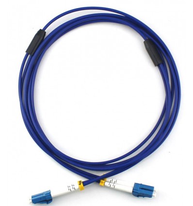 LC UPC to LC UPC Duplex OS2 Single Mode Armored PVC (OFNR) 3.0mm Fiber Optic Patch Cable