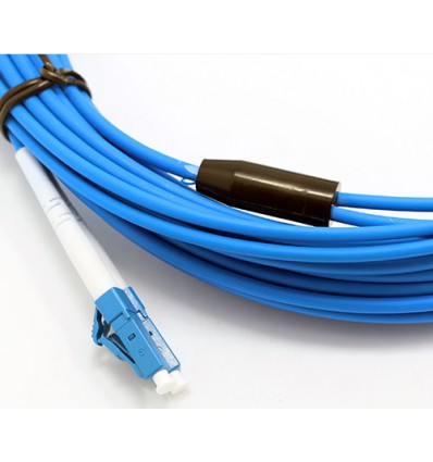 LC UPC to LC UPC Duplex OS2 Single Mode Armored PVC (OFNR) 3.0mm Fiber Optic Patch Cable