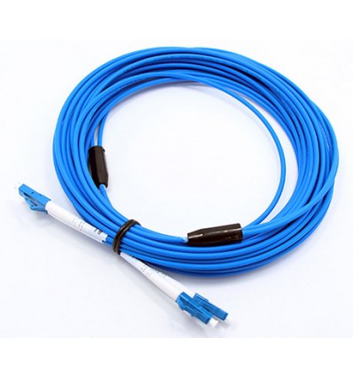 LC UPC to LC UPC Duplex OS2 Single Mode Armored PVC (OFNR) 3.0mm Fiber Optic Patch Cable