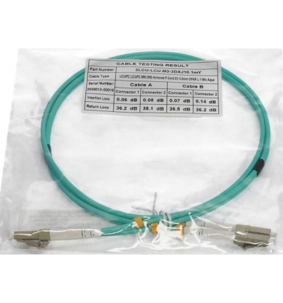 LC UPC to LC UPC Duplex OM4 Multimode Armored PVC (OFNR) 3.0mm Fiber Optic Patch Cable