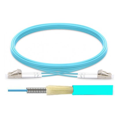 LC UPC to LC UPC Duplex OM4 Multimode Armored PVC (OFNR) 3.0mm Fiber Optic Patch Cable