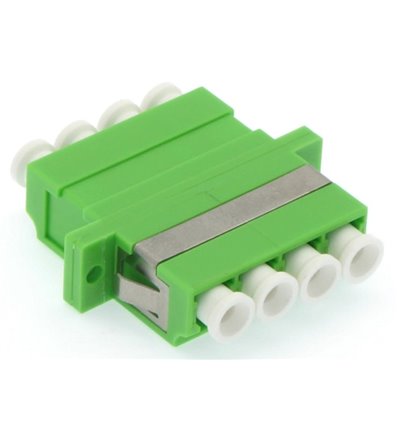 LC UPC Singlemode Quad Adapter with Flange Green