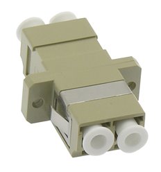 LC UPC Multimode Duplex Fiber Optic Coupler with Flange, Beig
