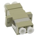 LC UPC Multimode Duplex Fiber Optic Coupler with Flange, Beig