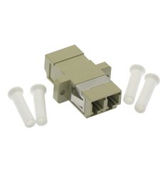 LC UPC Multimode Duplex Fiber Optic Coupler with Flange, Beig 2