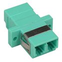 LC UPC Multimode Duplex Fiber Optic Coupler with Flange, Aqua