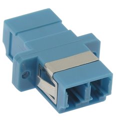 LC UPC Singlemode Duplex Fiber Optic Coupler with Flange, Blue