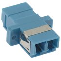LC UPC Singlemode Duplex Fiber Optic Coupler with Flange, Blue