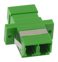 LC APC Singlemode Duplex Fiber Optic Coupler with Flange, Green