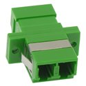 LC APC Singlemode Duplex Fiber Optic Coupler with Flange, Green