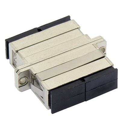 SC UPC Multimode Duplex Fiber Optic Coupler with Flange, Metal