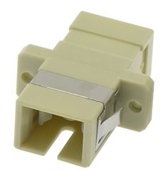 SC UPC Multimode Simplex Fiber Optic Coupler with Flange, Beig