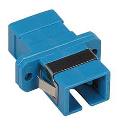 SC UPC Singlemode Simplex Fiber Optic Coupler with Flange, Blue