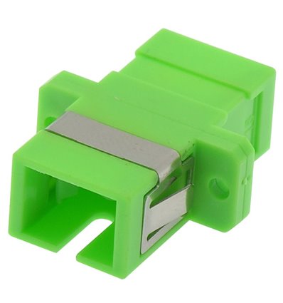 SC APC Singlemode Simplex Fiber Optic Coupler with Flange, Green