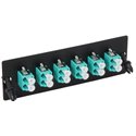 LC UPC Duplex, 12 Fiber OM3 Multimode Adapter Panel Aqua