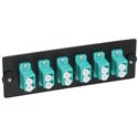LC UPC Duplex, 12 Fiber OM3 Multimode Adapter Panel Aqua
