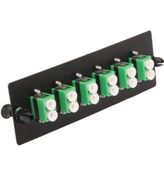 LC APC Duplex, 12 Fiber Singlemode Adapter Panel Green