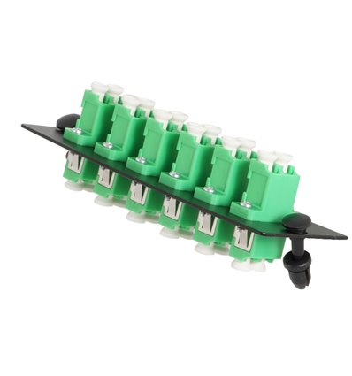 LC APC Duplex, 12 Fiber Singlemode Adapter Panel Green