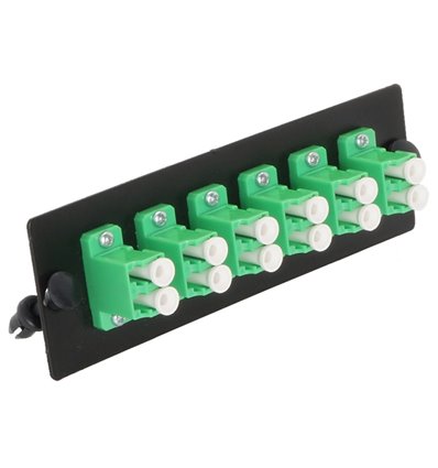 LC APC Duplex, 12 Fiber Singlemode Adapter Panel Green